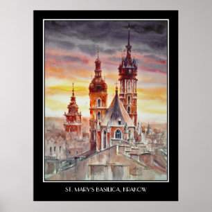 KVÄLL Painting Krakow, Polen Old Town Poster