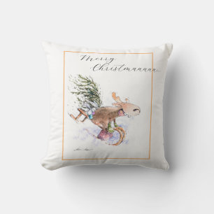 KVÄLL Pamålade julrenar och bunny Kudde