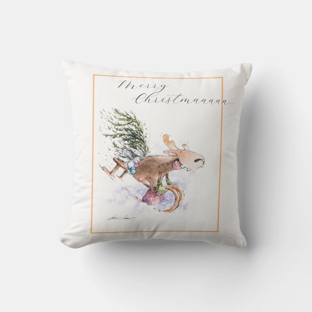 KVÄLL Pamålade julrenar och bunny Kudde (Framsida)