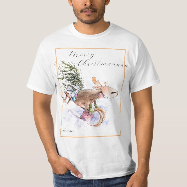 KVÄLL Pamålade julrenar och bunny T Shirt (Framsida)