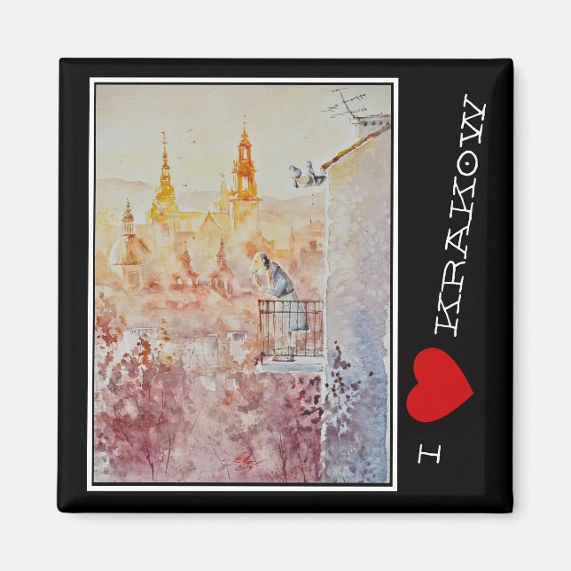 KVÄLL Pawarde Morgon i Krakow, Polen Magnet (Framsidan)