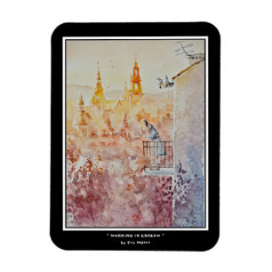 KVÄLL Pawarin Morgon i Krakow,Polska fotoutskrift Magnet
