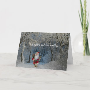 KVÄLL SANTA-KORT FÖR DAUGHTER OCH FAMILJ TACK KORT