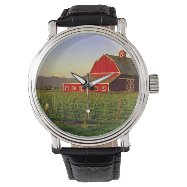 Kväll sol på en lada i Skagit i Washington Armbandsur (Framsida)