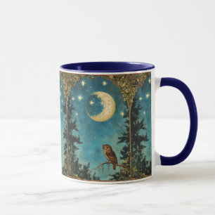 KVÄLL UGGLA FULL MOON OCH STARRY KVÄLL MUGG