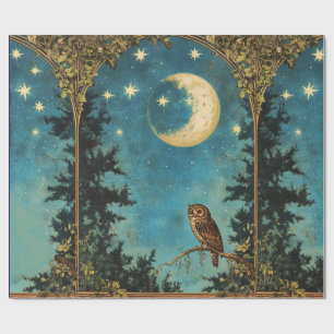 KVÄLL UGGLA FULL MOON OCH STARRY KVÄLL PRESENTPAPPER