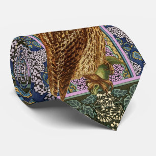 KVÄLL UGGLA, LILACS, LÖV Art nouveau Mörk Blomm Slips