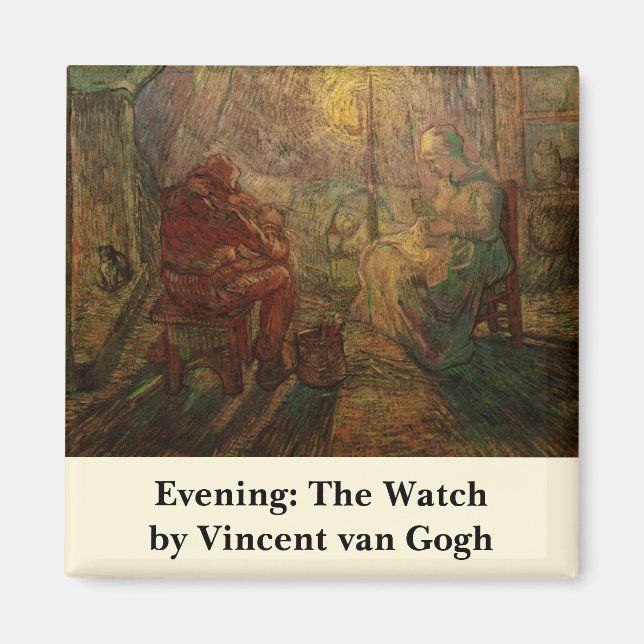 Kväll - Vakten av Vincent van Gogh Magnet (Framsidan)