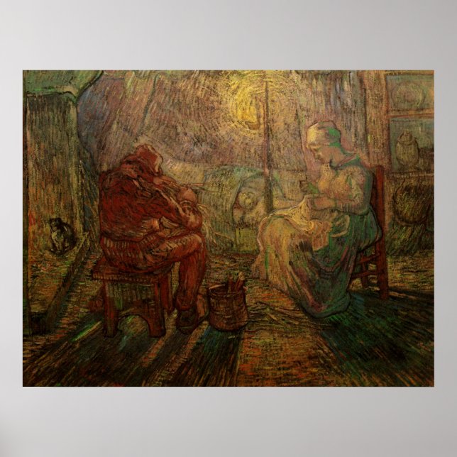 Kväll - Vakten av Vincent van Gogh Poster (Framsidan)