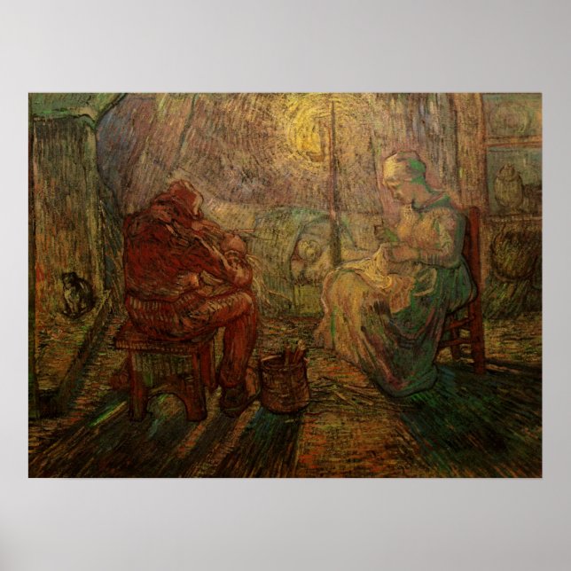 Kväll - Vakten av Vincent van Gogh Poster (Framsidan)