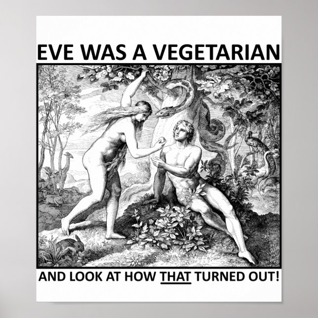 Kväll Vegetarian Funny Poster (Framsidan)