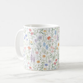 Kvallaktig feminin äng med vilda blommor kaffemugg
