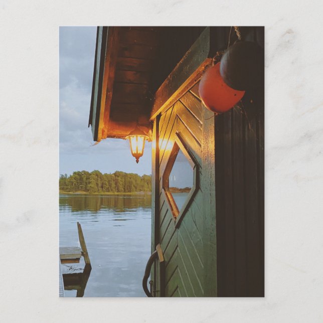 Kvällar vid bastun helg vykort (Framsida)