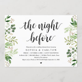 Kvällen före, Grönska, Övergångsmiddag Inbjudningar