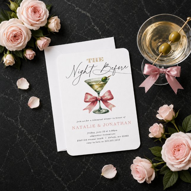 Kvällen före Martini Rehearsal Dinner Inbjudningar (The Night Before Martini Rehearsal Dinner Invitation)