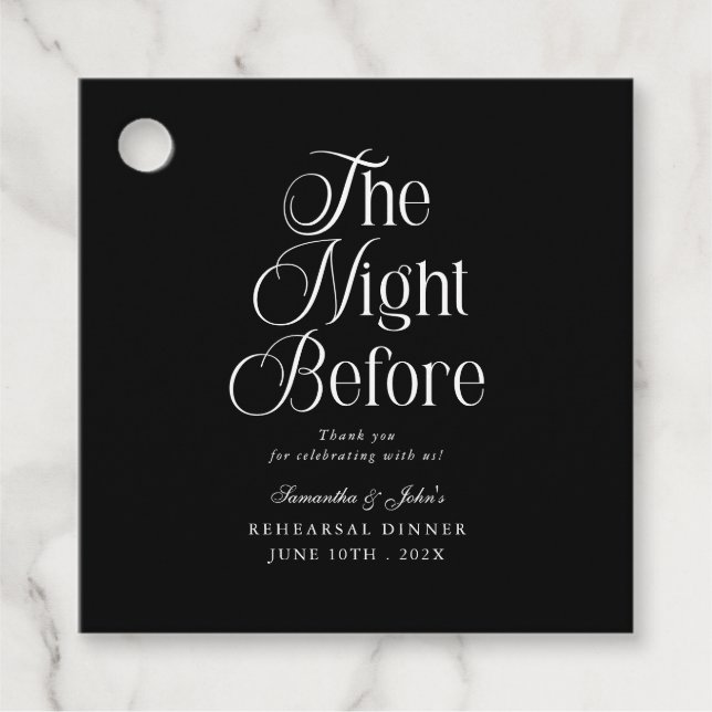 Kvällen före  Rehearsal Dinner Tacksamhetsmeddelan Gåvor Etiketter (Framsida)