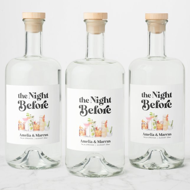 Kvällen före Retro Par:s Repetitionsmiddag Spritflaskor Etikett (Flaskor)