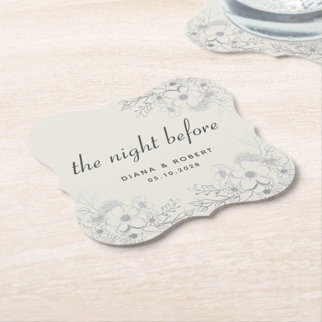 Kvällen före Vintagens Blommigt - repetitionsmidda Underlägg Papper (Vinklad)