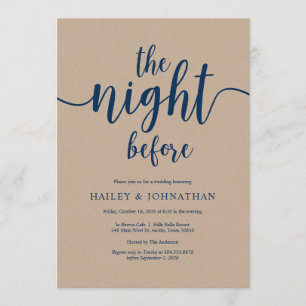 Kvällen innan, Navy Blue Kraft Rehearsal Dinner Inbjudningar