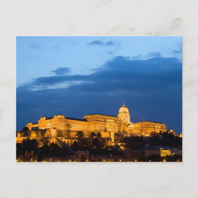 Kvällen vid Buda Castle i Budapest Vykort (Framsida)