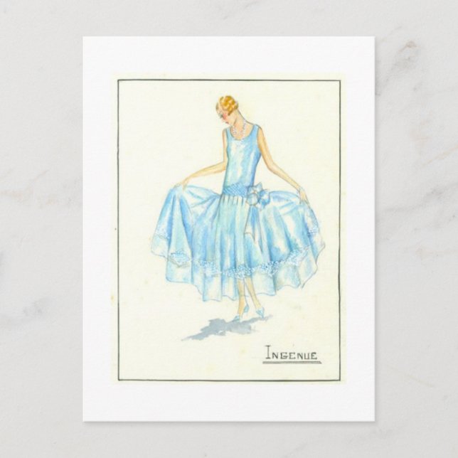 Kvällens Dress Sketch av Bernard et C.ie 1928 Vykort (Framsida)