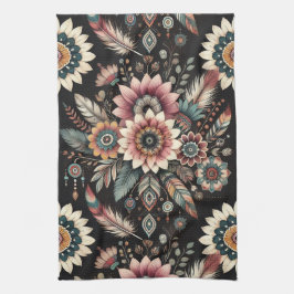 Kvälls Boho Blommor Kökshandduk