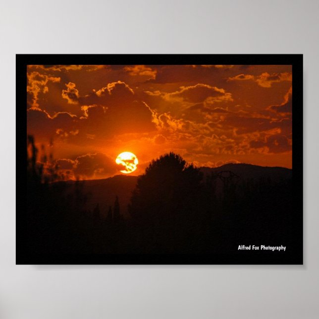 Kvälls Solnedgångslandskap Poster (Framsidan)