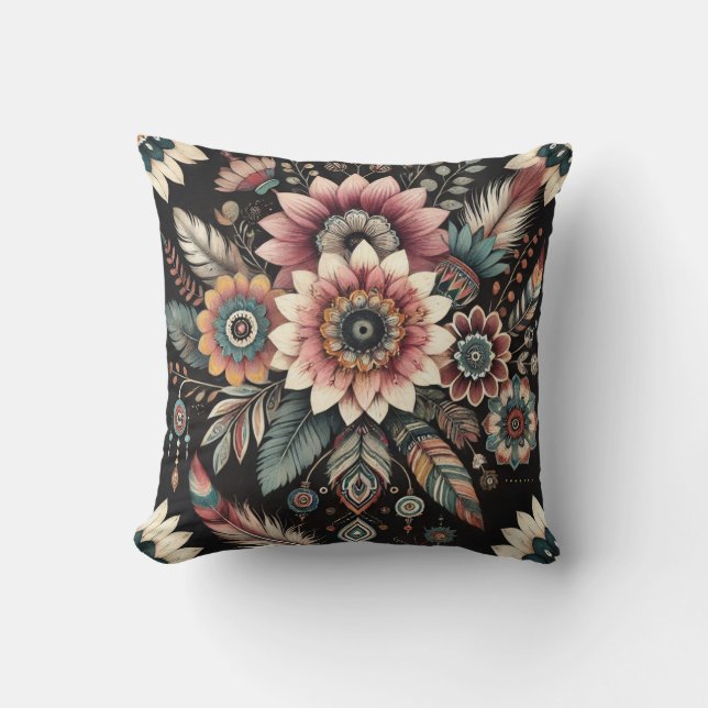 Kvällsboho blommor kudde (Framsida)