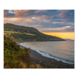 Kvällsglöden vid Greystones kust Fototryck