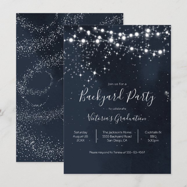 Kvällshimmel Ljussträng Trädgårdsfest Inbjudan (Fram/baksida)
