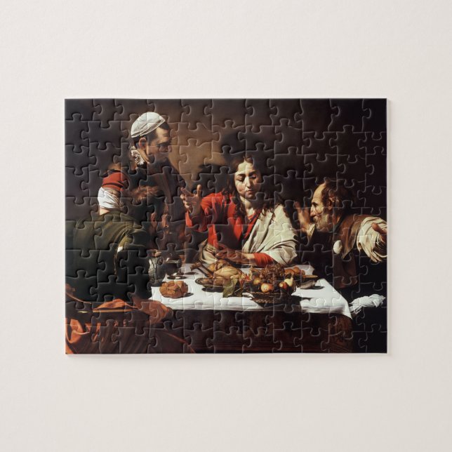 Kvällsmål på Emmaus - Caravaggio) Pussel (Horisontell)