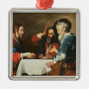 Kvällsmål på Emmaus (olja på kanfas) 2 Julgransprydnad Metall