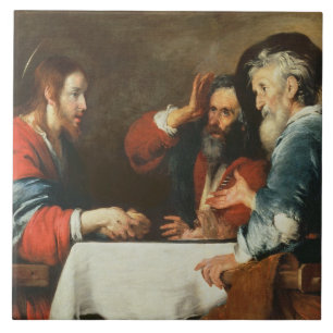 Kvällsmål på Emmaus (olja på kanfas) 2 Kakelplatta