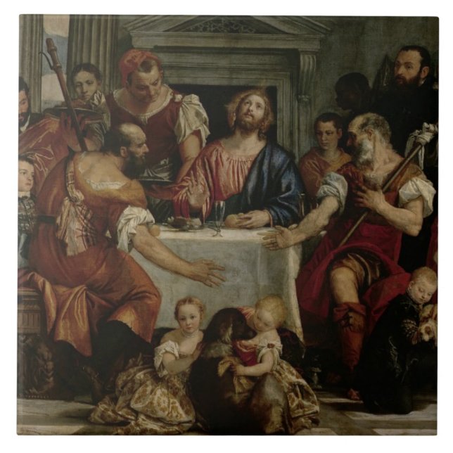 Kvällsmål på Emmaus (olja på kanfas) Kakelplatta (Framsidan)