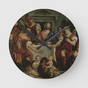 Kvällsmål på Emmaus (olja på kanfas) Rund Klocka