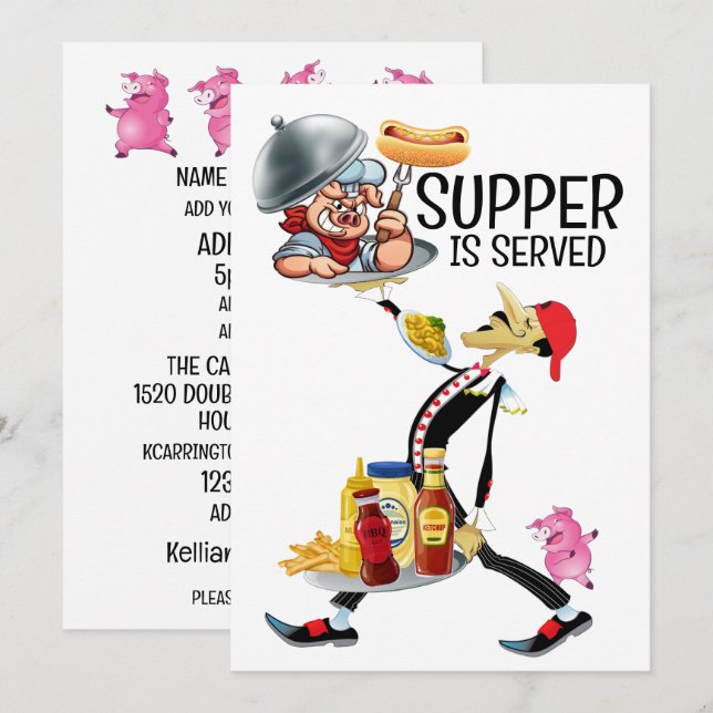 KVÄLLSMÅL serveras Inbjudningar (Fram/baksida)