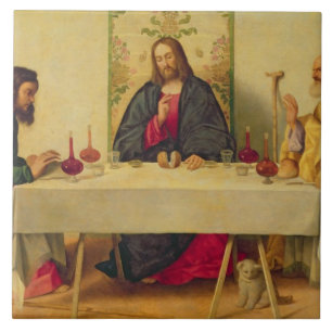 Kvällsmålet på Emmaus, 1520 (olja på kanfas) Kakelplatta