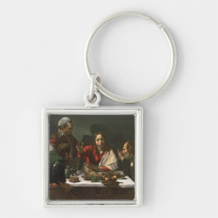 Kvällsmålet på Emmaus, 1601 (olja och tempera) Fyrkantig Silverfärgad Nyckelring