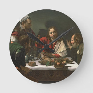 Kvällsmålet på Emmaus, 1601 (olja och tempera) Rund Klocka