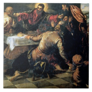 Kvällsmålet på Emmaus (olja på kanfas) Kakelplatta