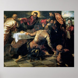 Kvällsmålet på Emmaus (olja på kanfas) Poster