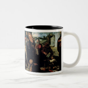 Kvällsmålet på Emmaus (olja på kanfas) Två-Tonad Mugg