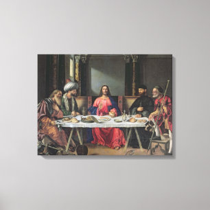 Kvällsmålet på Emmaus (olja på panel) Canvastryck