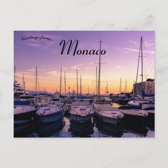 Kvällsro vid Port Hercule Monaco Vykort (Framsida)