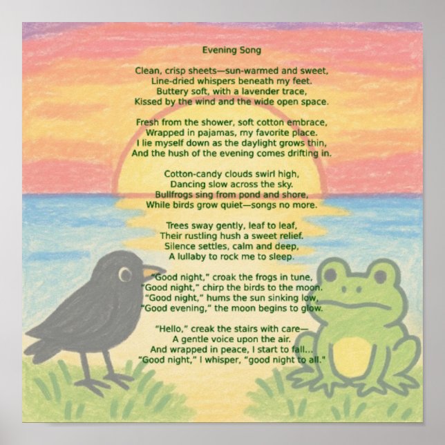 "Kvällssång" Poesiplanscher för Barnkammare/Klassr Poster (Framsidan)