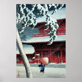 Kvällssnö vid Edofloden Hasui Kawase Poster