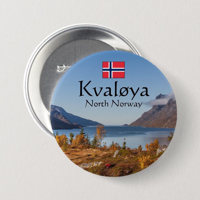 Kvaloya Island Norge Knapp (Framsida & baksida)