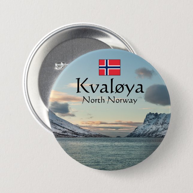Kvaloya Island Norge Knapp (Framsida & baksida)