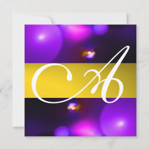KVANTBUBBEL MONOGRAM lila gul Inbjudningar