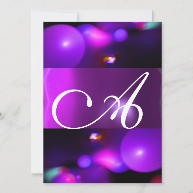 KVANTBUBBEL MONOGRAM lila Inbjudningar (Framsida)